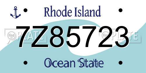 7Z85723 Rhode Island License Plate