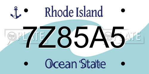 7Z85A5 Rhode Island License Plate