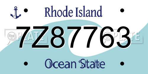 7Z87763 Rhode Island License Plate