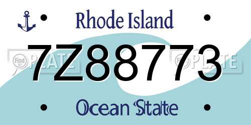 7Z88773 Rhode Island License Plate