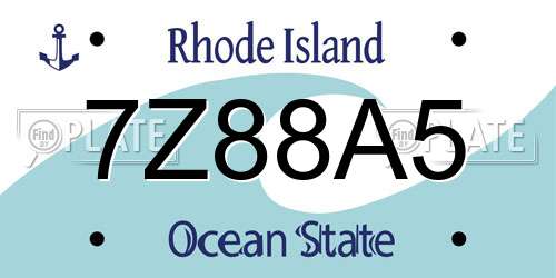 7Z88A5 Rhode Island License Plate