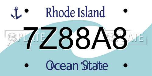 7Z88A8 Rhode Island License Plate