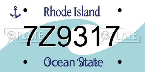 7Z9317 Rhode Island License Plate