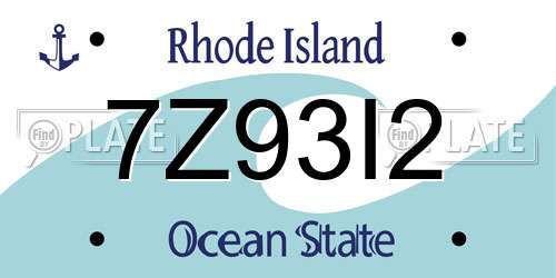 7Z93I2 Rhode Island License Plate