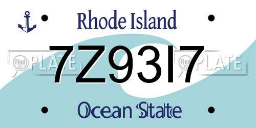 7Z93I7 Rhode Island License Plate