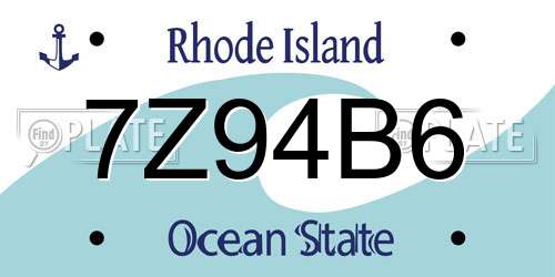 7Z94B6 Rhode Island License Plate