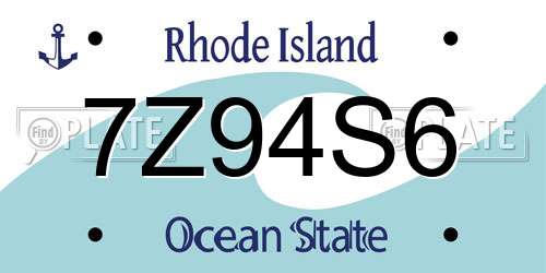 7Z94S6 Rhode Island License Plate