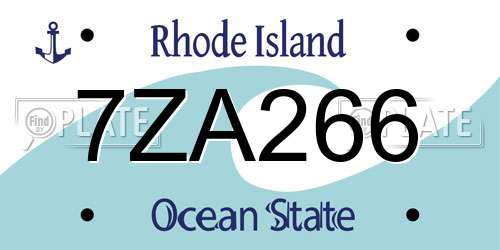 7ZA266 Rhode Island License Plate