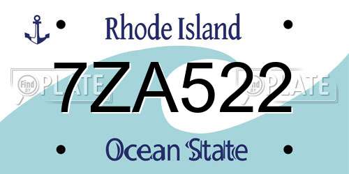 7ZA522 Rhode Island License Plate