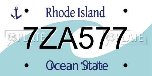 7ZA577 Rhode Island License Plate