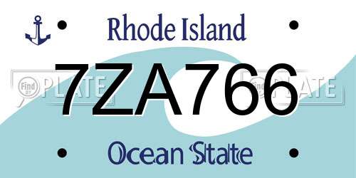 7ZA766 Rhode Island License Plate