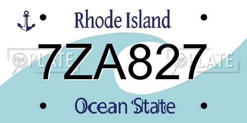 7ZA827 Rhode Island License Plate