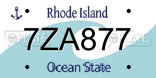 7ZA877 Rhode Island License Plate