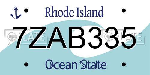 7ZAB335 Rhode Island License Plate