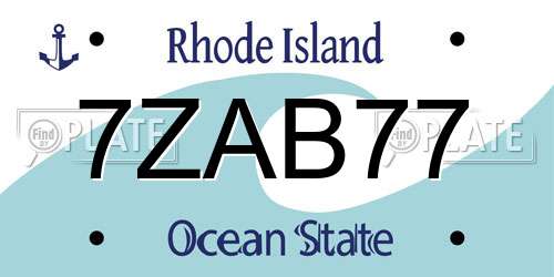 7ZAB77 Rhode Island License Plate