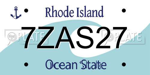 7ZAS27 Rhode Island License Plate