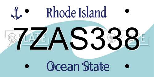 7ZAS338 Rhode Island License Plate
