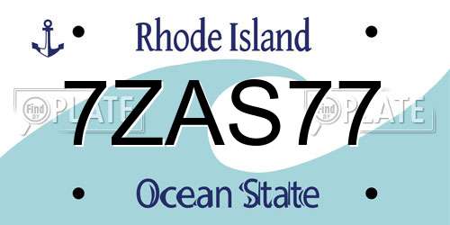 7ZAS77 Rhode Island License Plate