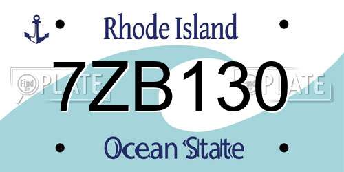 7ZB130 Rhode Island License Plate
