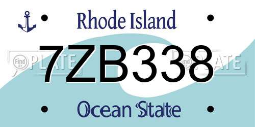 7ZB338 Rhode Island License Plate