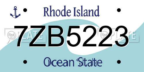 7ZB5223 Rhode Island License Plate