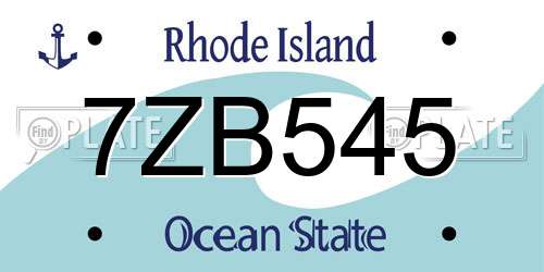 7ZB545 Rhode Island License Plate