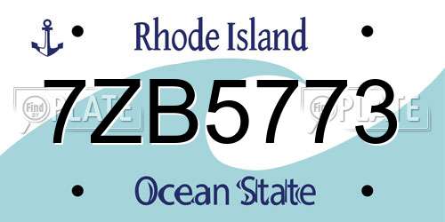7ZB5773 Rhode Island License Plate