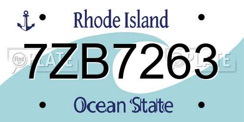 7ZB7263 Rhode Island License Plate