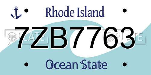 7ZB7763 Rhode Island License Plate