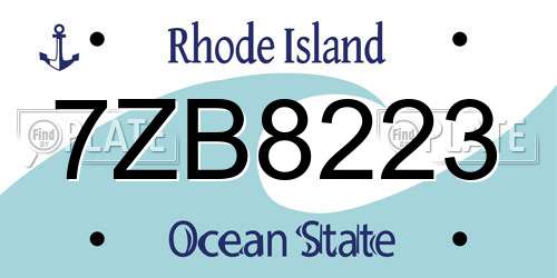 7ZB8223 Rhode Island License Plate