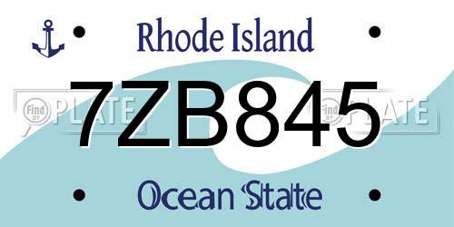 7ZB845 Rhode Island License Plate
