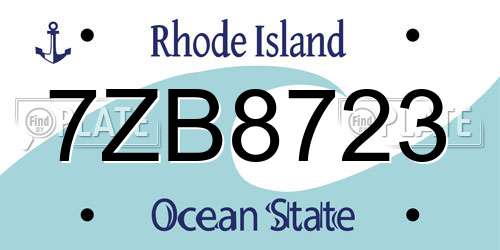 7ZB8723 Rhode Island License Plate