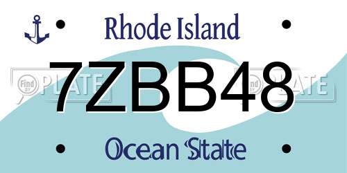 7ZBB48 Rhode Island License Plate