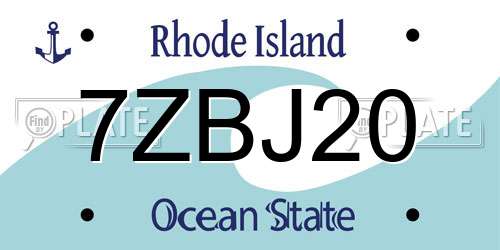 7ZBJ20 Rhode Island License Plate