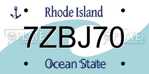 7ZBJ70 Rhode Island License Plate