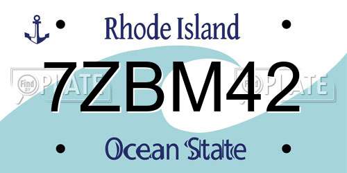 7ZBM42 Rhode Island License Plate