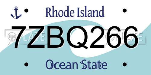7ZBQ266 Rhode Island License Plate