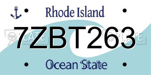 7ZBT263 Rhode Island License Plate