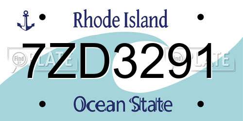 7ZD3291 Rhode Island License Plate