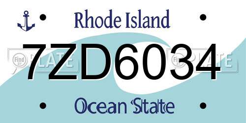 7ZD6034 Rhode Island License Plate