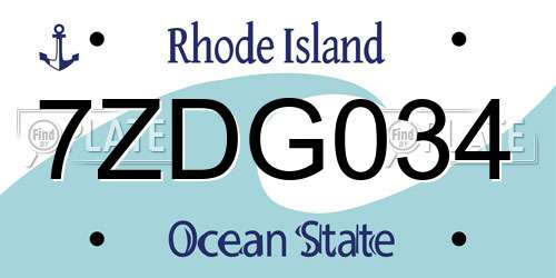 7ZDG034 Rhode Island License Plate