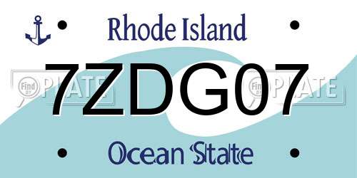 7ZDG07 Rhode Island License Plate