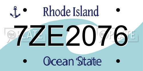 7ZE2076 Rhode Island License Plate