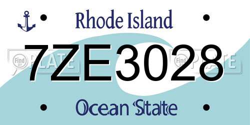 7ZE3028 Rhode Island License Plate