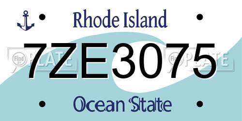 7ZE3075 Rhode Island License Plate