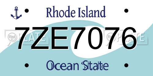 7ZE7076 Rhode Island License Plate