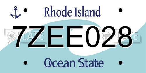 7ZEE028 Rhode Island License Plate