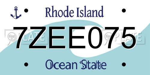 7ZEE075 Rhode Island License Plate