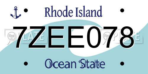 7ZEE078 Rhode Island License Plate
