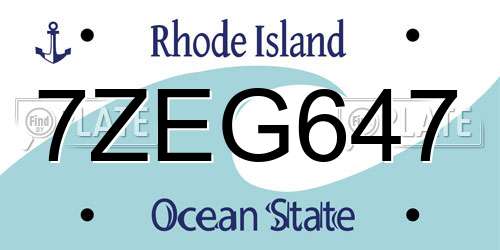 7ZEG647 Rhode Island License Plate